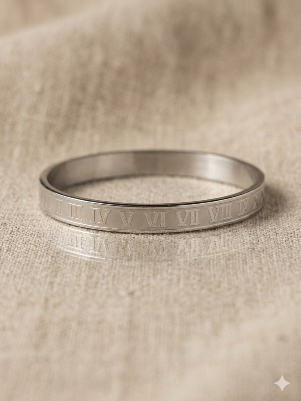Silver Roman Numeral Bangle Bracelet Stainless Steel - Picture 2 of 3